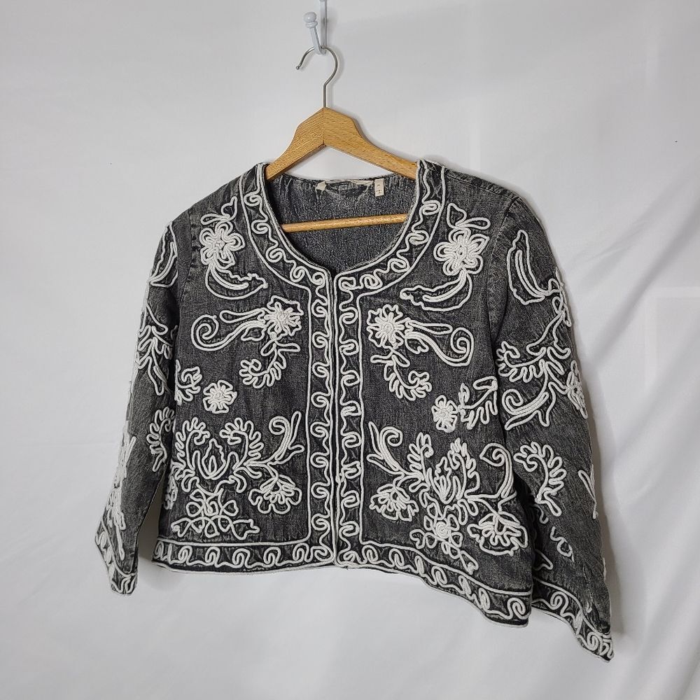 Soft Surroundings Lined Bolero Embellished Jacket sz M